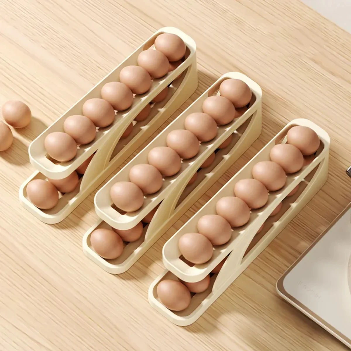 Plastic Automatic Rolling Egg Dispenser Holder (3 pcs)