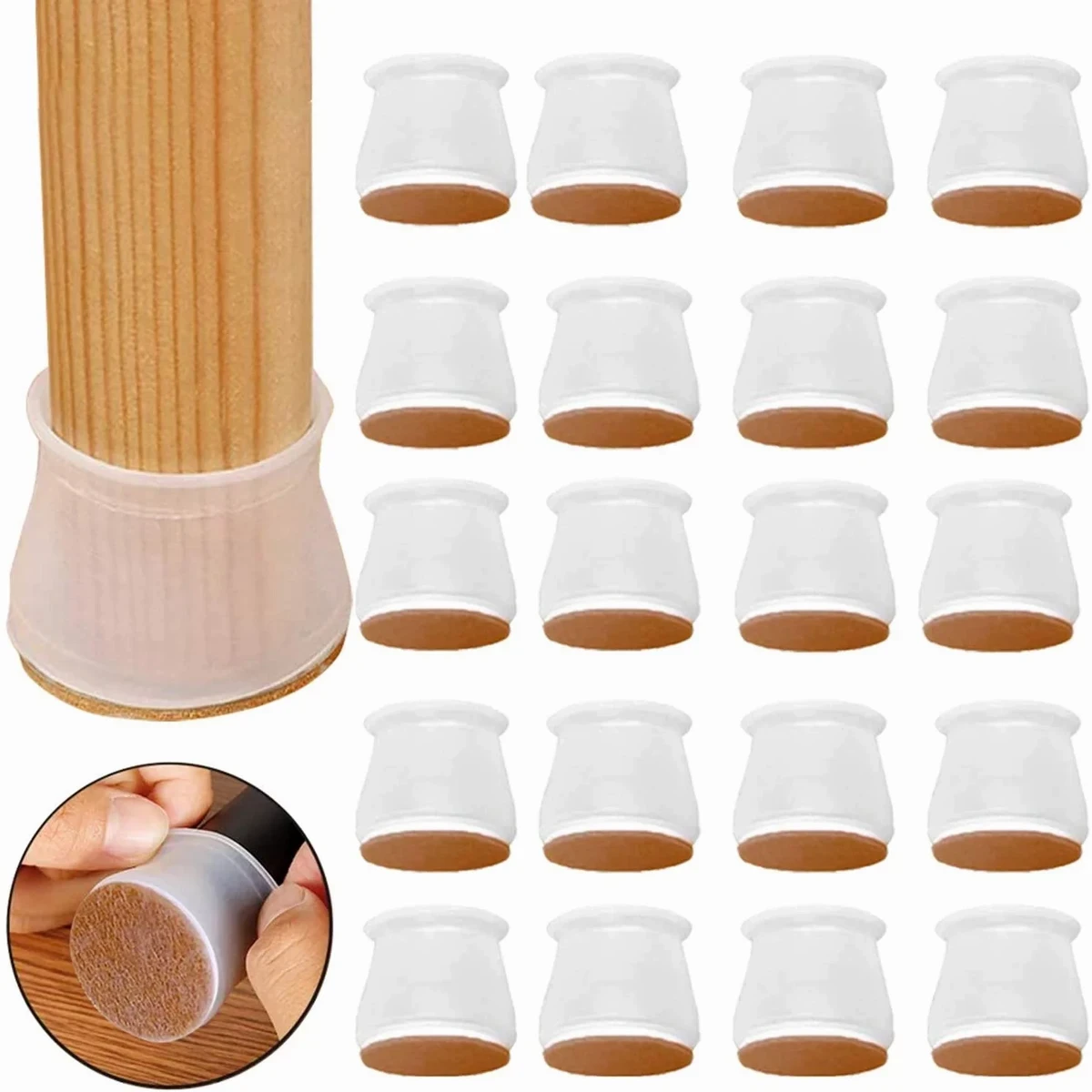 24 pcs Chair Leg Floor Protectors Felt Bottom Furniture Silicone Leg Caps, Chair Leg Covers to Reduce Noise, Easily Moving for Furniture Chair Feet,(coffee colour) 30% Off SKU: BM00215